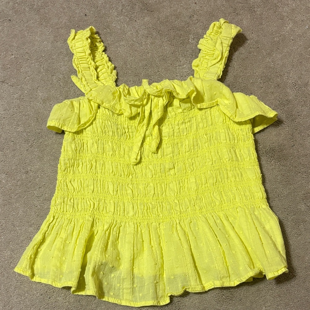 Yellow Ruffled Sleeveless Top